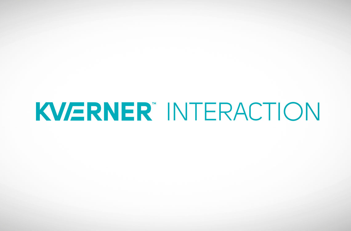 Teksten «Kværner interaction» i blått